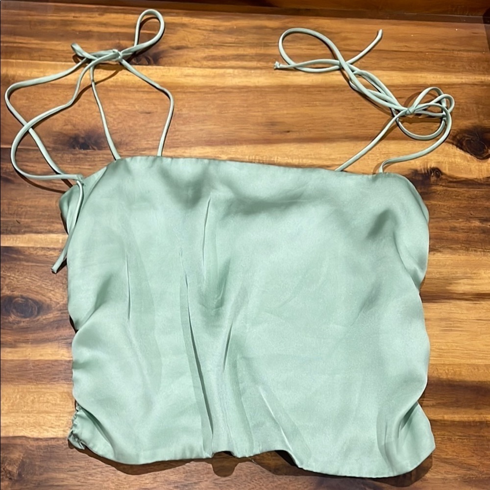 Urban Outfitters Minty Green Shoulder Tie Crop Camisole Tank